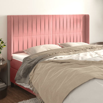 vidaXL Kopfteil mit Ohren Rosa 163x16x118/128 cm Samt