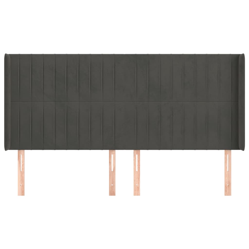 vidaXL Kopfteil mit Ohren Dunkelgrau 183x16x118/128 cm Samt