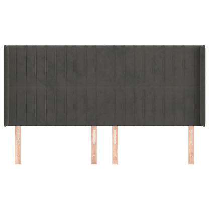 vidaXL Kopfteil mit Ohren Dunkelgrau 183x16x118/128 cm Samt