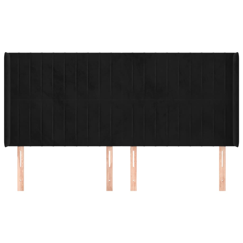 vidaXL Kopfteil mit Ohren Schwarz 183x16x118/128 cm Samt