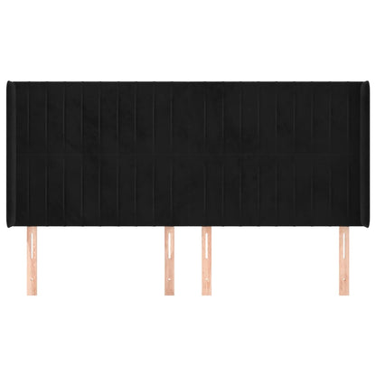 vidaXL Kopfteil mit Ohren Schwarz 183x16x118/128 cm Samt