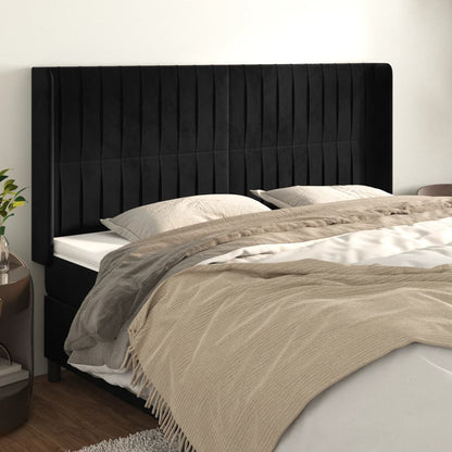 vidaXL Kopfteil mit Ohren Schwarz 183x16x118/128 cm Samt