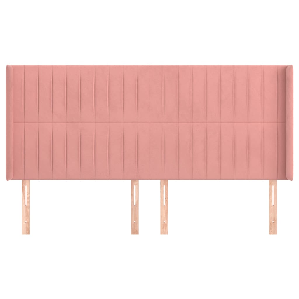 vidaXL Kopfteil mit Ohren Rosa 183x16x118/128 cm Samt