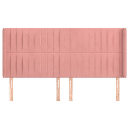 vidaXL Kopfteil mit Ohren Rosa 183x16x118/128 cm Samt