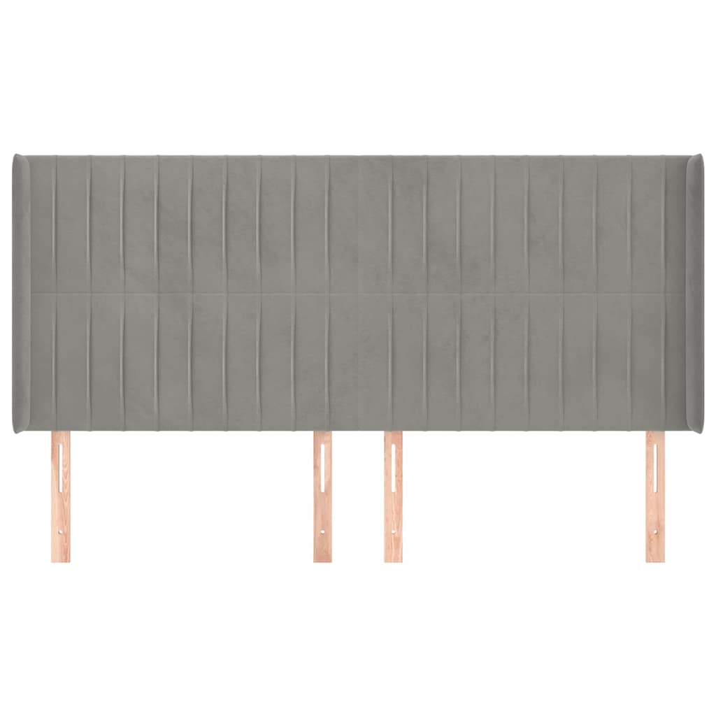 vidaXL Kopfteil mit Ohren Hellgrau 203x16x118/128 cm Samt