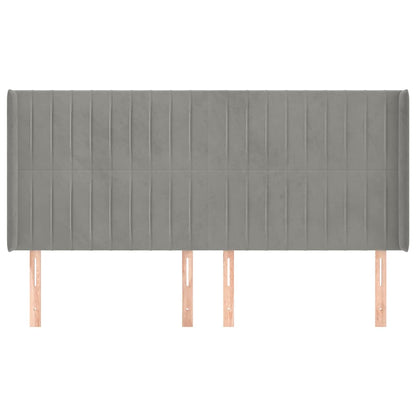 vidaXL Kopfteil mit Ohren Hellgrau 203x16x118/128 cm Samt