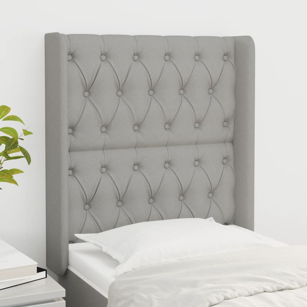 vidaXL Kopfteil mit Ohren Hellgrau 83x16x118/128 cm Stoff