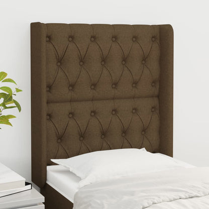 vidaXL Kopfteil mit Ohren Dunkelbraun 83x16x118/128 cm Stoff