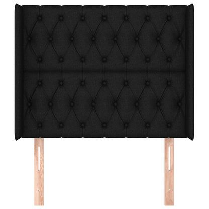 vidaXL Kopfteil mit Ohren Schwarz 93x16x118/128 cm Stoff