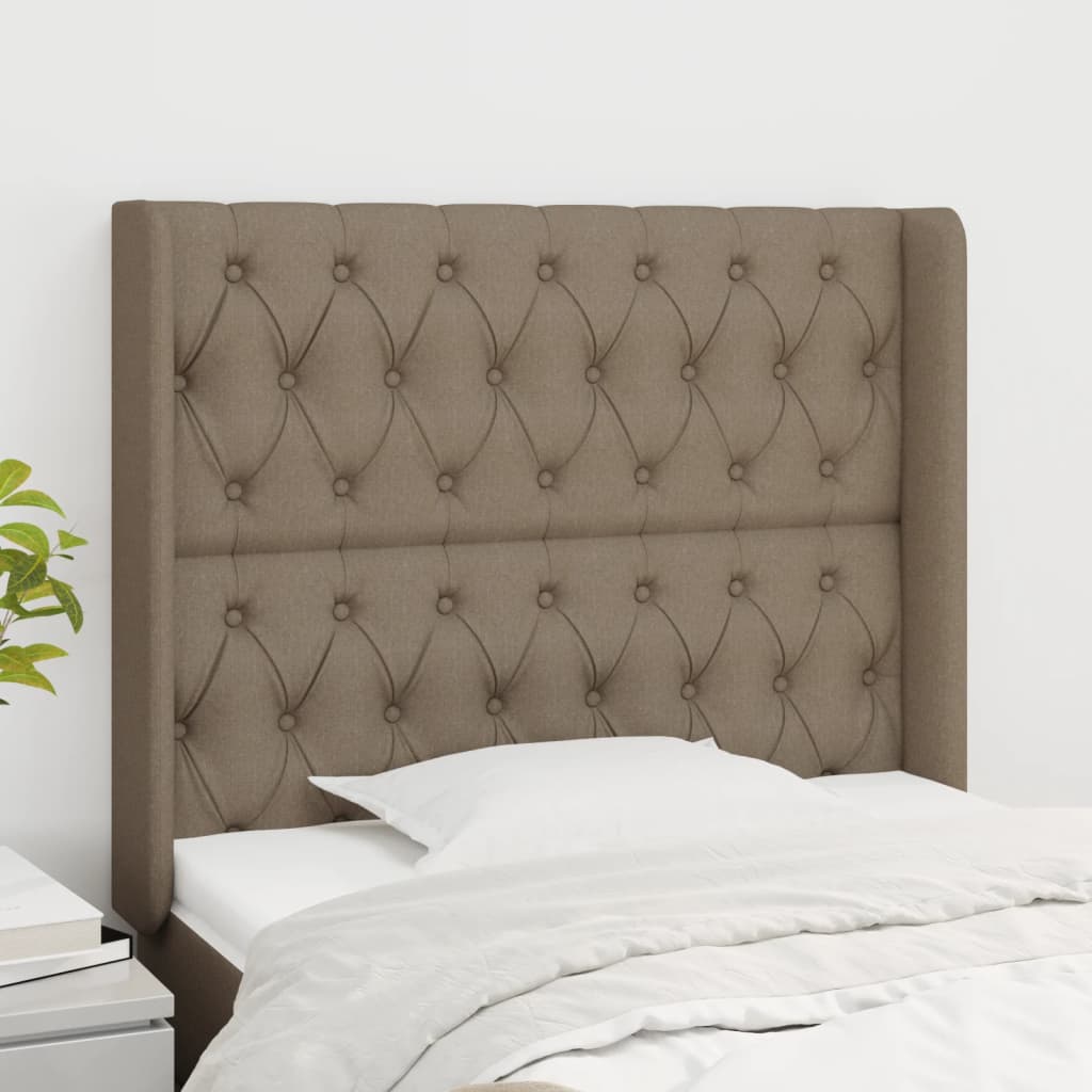 vidaXL Kopfteil mit Ohren Taupe 93x16x118/128 cm Stoff