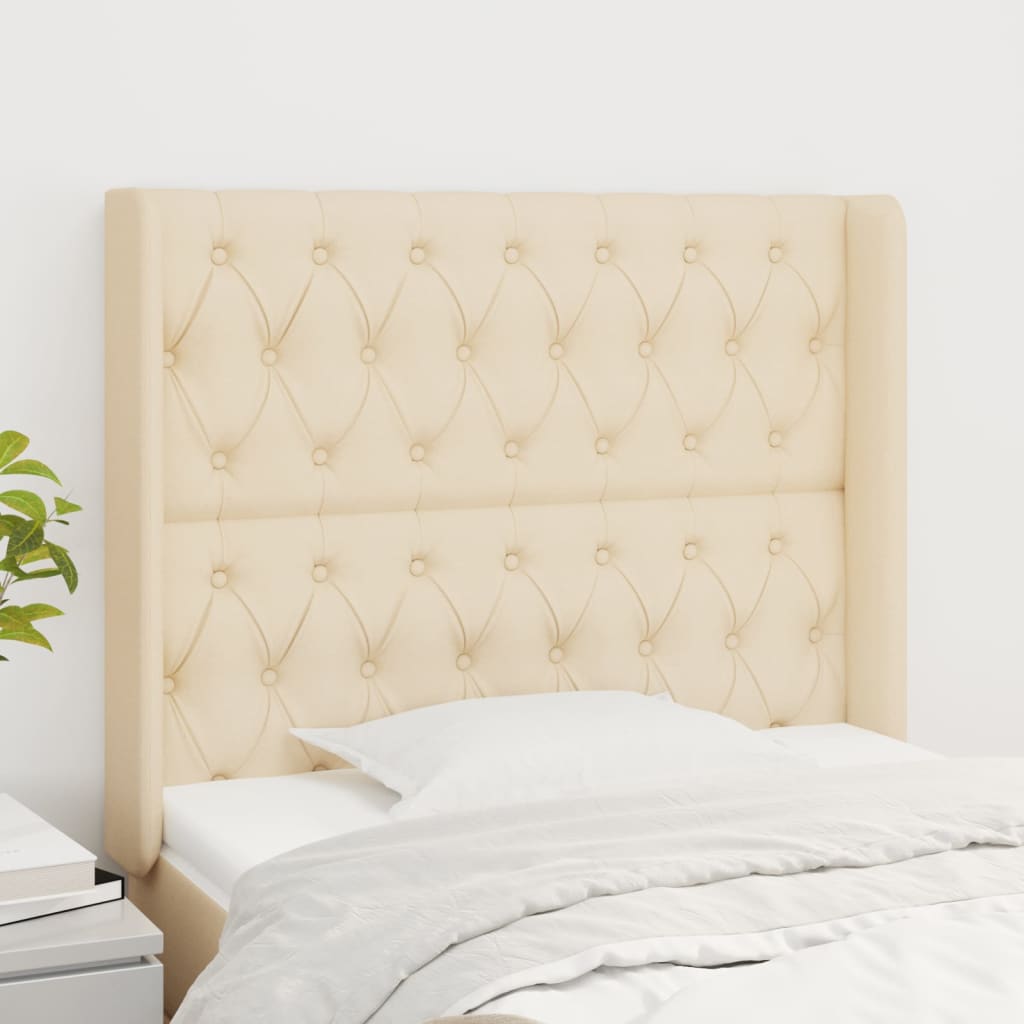 vidaXL Kopfteil mit Ohren Creme 93x16x118/128 cm Stoff
