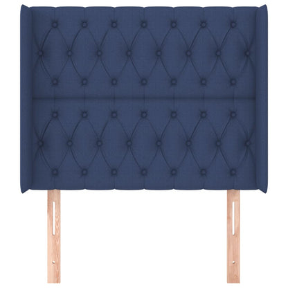 vidaXL Kopfteil mit Ohren Blau 93x16x118/128 cm Stoff