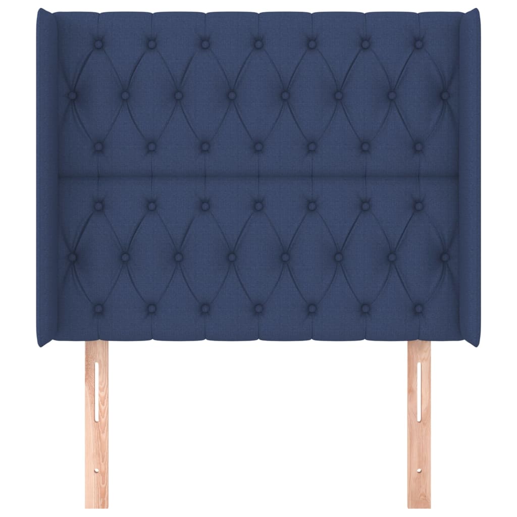 vidaXL Kopfteil mit Ohren Blau 103x16x118/128 cm Stoff