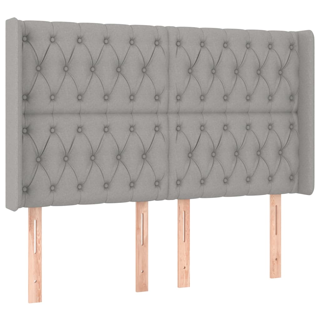 vidaXL Kopfteil mit Ohren Hellgrau 147x16x118/128 cm Stoff