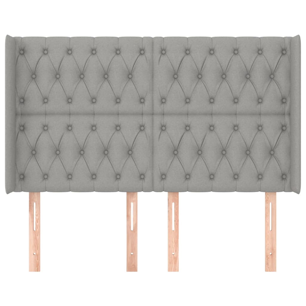vidaXL Kopfteil mit Ohren Hellgrau 147x16x118/128 cm Stoff