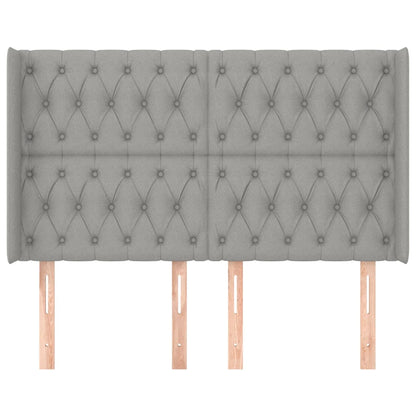vidaXL Kopfteil mit Ohren Hellgrau 147x16x118/128 cm Stoff