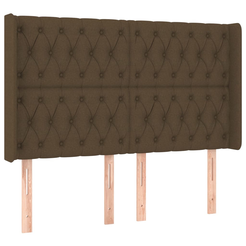 vidaXL Kopfteil mit Ohren Dunkelbraun 147x16x118/128 cm Stoff