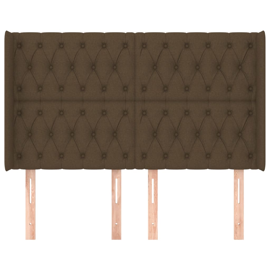 vidaXL Kopfteil mit Ohren Dunkelbraun 147x16x118/128 cm Stoff