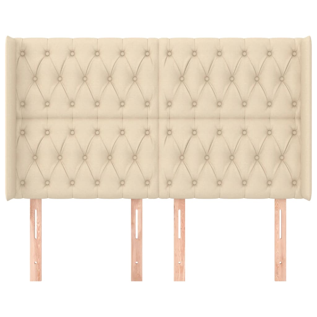 vidaXL Kopfteil mit Ohren Creme 147x16x118/128 cm Stoff