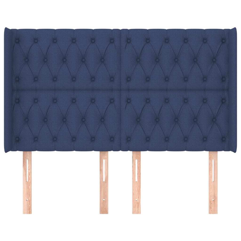 vidaXL Kopfteil mit Ohren Blau 147x16x118/128 cm Stoff