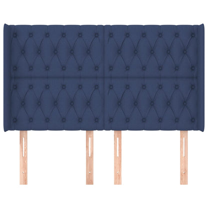 vidaXL Kopfteil mit Ohren Blau 147x16x118/128 cm Stoff