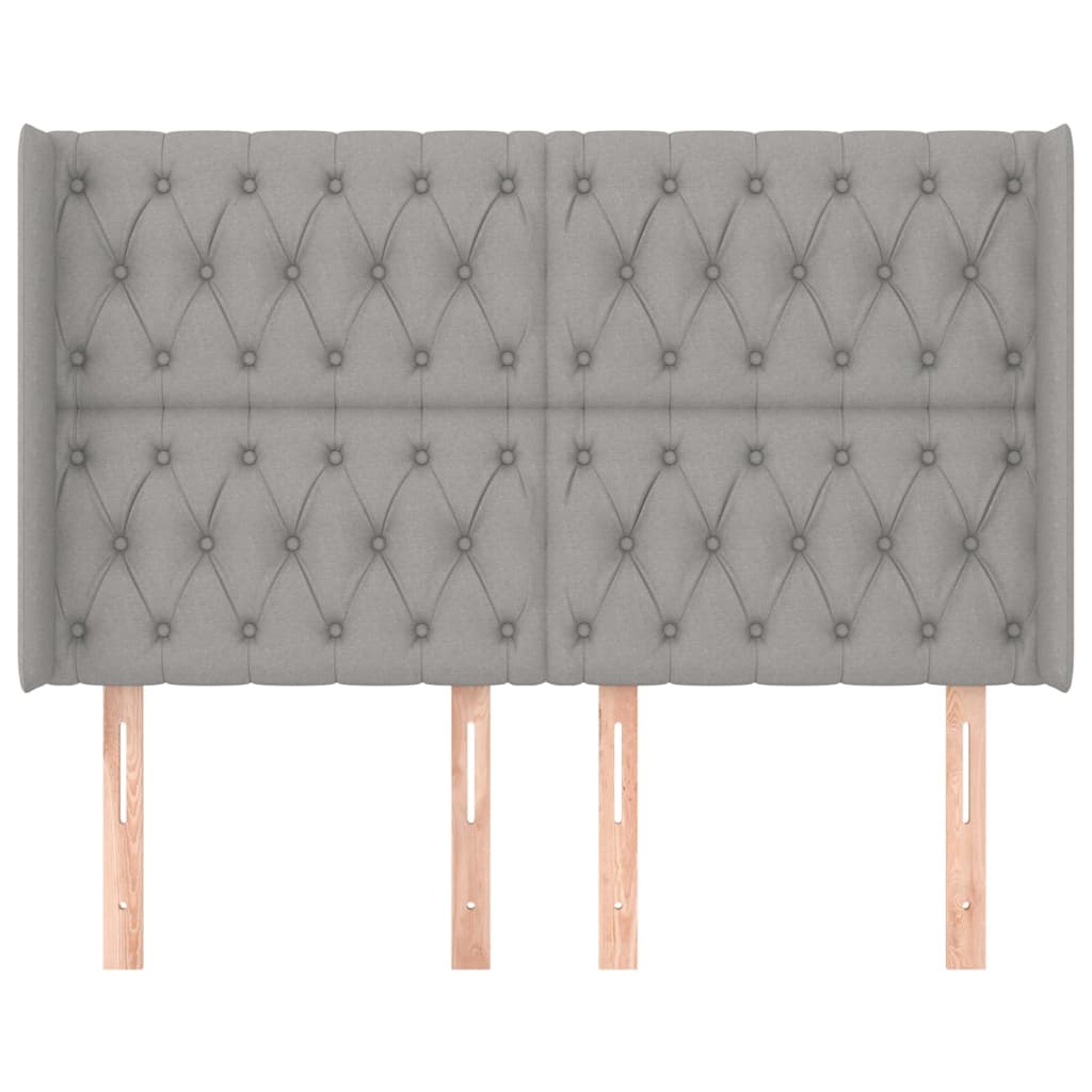 vidaXL Kopfteil mit Ohren Hellgrau 163x16x118/128 cm Stoff