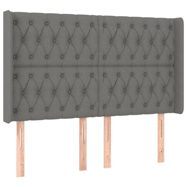 vidaXL Kopfteil mit Ohren Dunkelgrau 163x16x118/128 cm Stoff