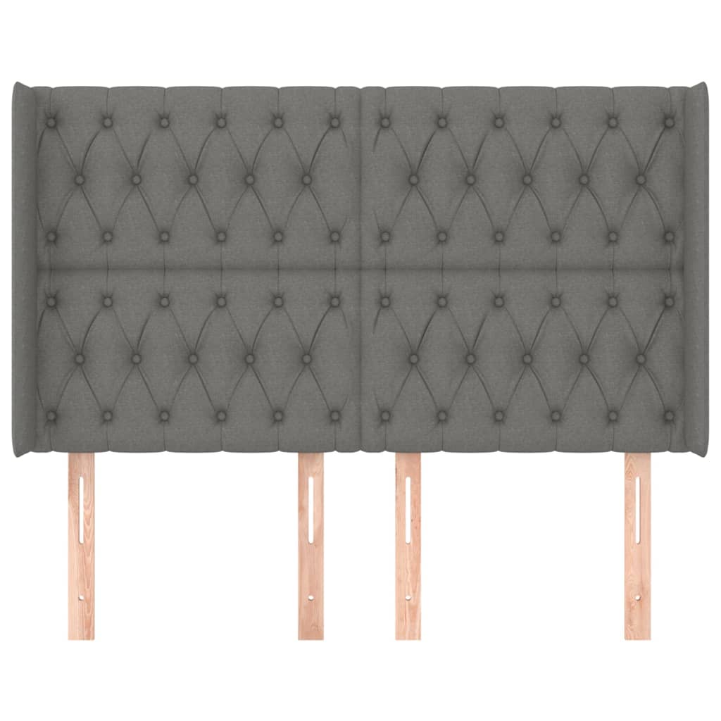 vidaXL Kopfteil mit Ohren Dunkelgrau 163x16x118/128 cm Stoff