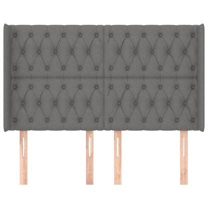 vidaXL Kopfteil mit Ohren Dunkelgrau 163x16x118/128 cm Stoff