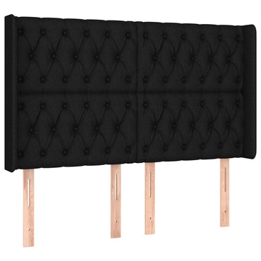 vidaXL Kopfteil mit Ohren Schwarz 163x16x118/128 cm Stoff