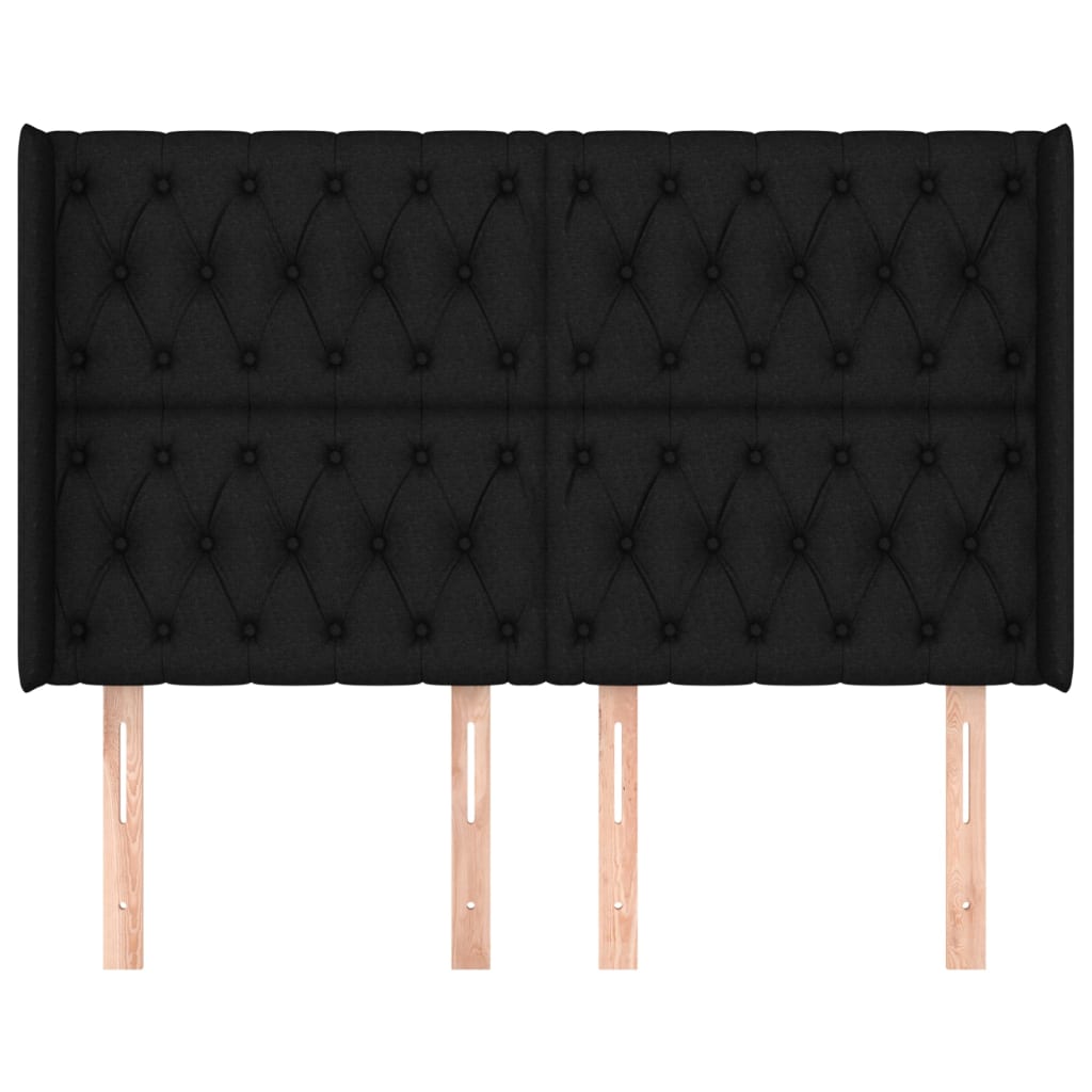 vidaXL Kopfteil mit Ohren Schwarz 163x16x118/128 cm Stoff
