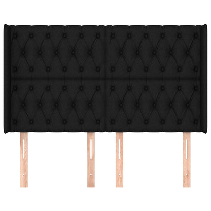 vidaXL Kopfteil mit Ohren Schwarz 163x16x118/128 cm Stoff
