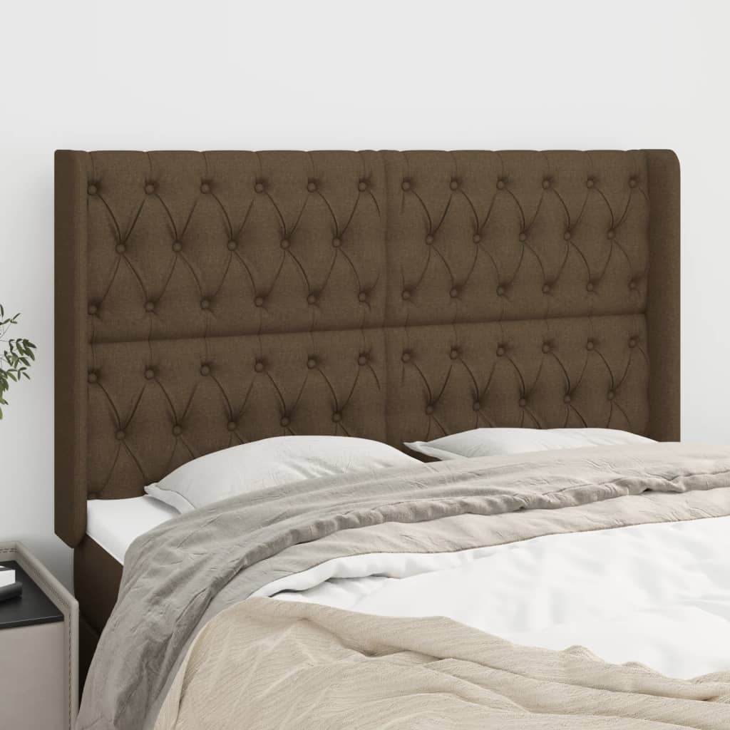 vidaXL Kopfteil mit Ohren Dunkelbraun 163x16x118/128 cm Stoff