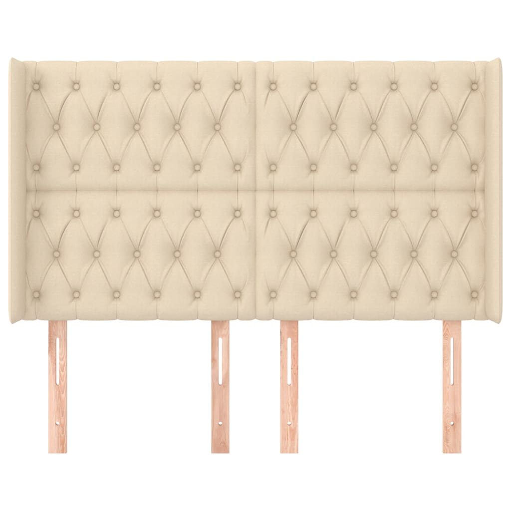vidaXL Kopfteil mit Ohren Creme 163x16x118/128 cm Stoff