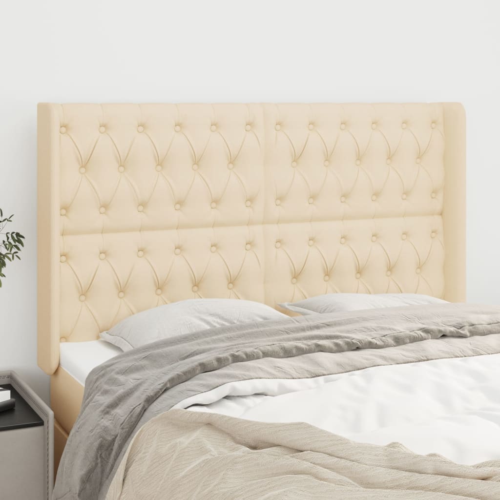 vidaXL Kopfteil mit Ohren Creme 163x16x118/128 cm Stoff