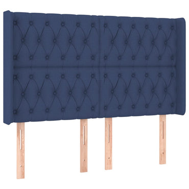 vidaXL Kopfteil mit Ohren Blau 163x16x118/128 cm Stoff