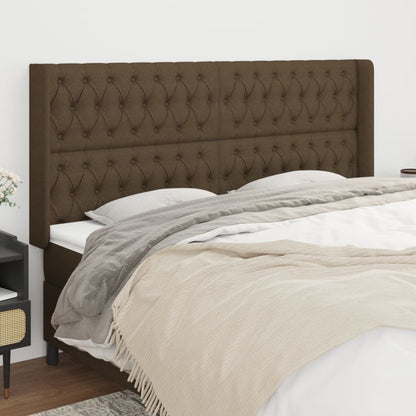 vidaXL Kopfteil mit Ohren Dunkelbraun 183x16x118/128 cm Stoff