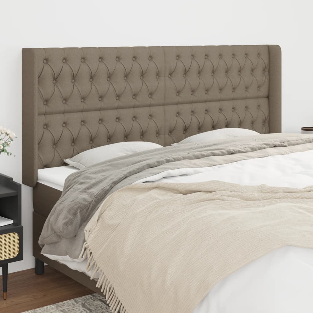 vidaXL Kopfteil mit Ohren Taupe 183x16x118/128 cm Stoff