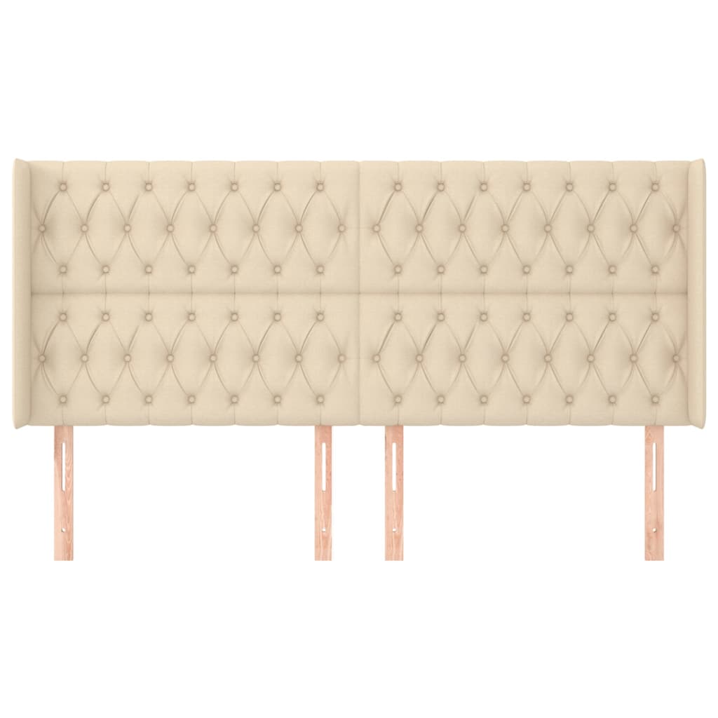 vidaXL Kopfteil mit Ohren Creme 183x16x118/128 cm Stoff