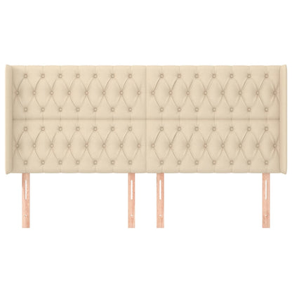 vidaXL Kopfteil mit Ohren Creme 183x16x118/128 cm Stoff