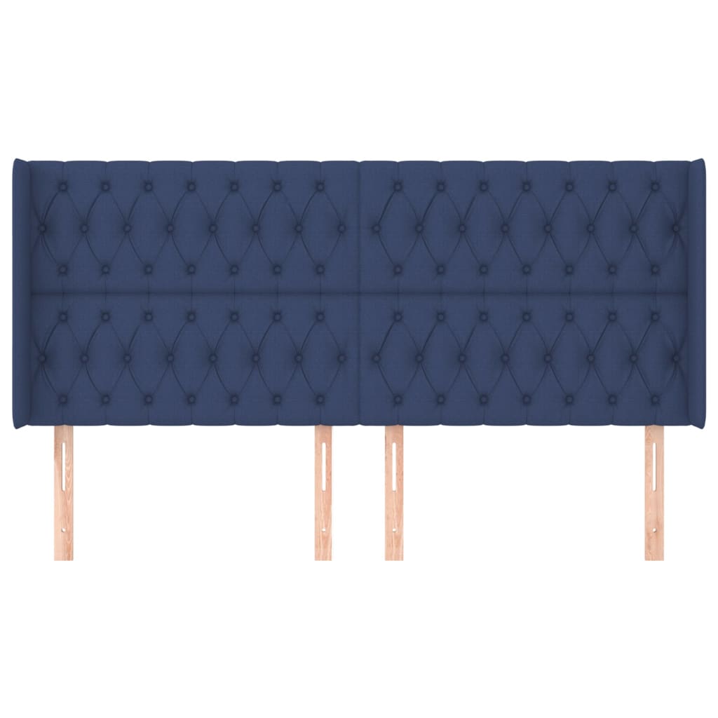 vidaXL Kopfteil mit Ohren Blau 183x16x118/128 cm Stoff