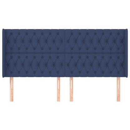 vidaXL Kopfteil mit Ohren Blau 183x16x118/128 cm Stoff
