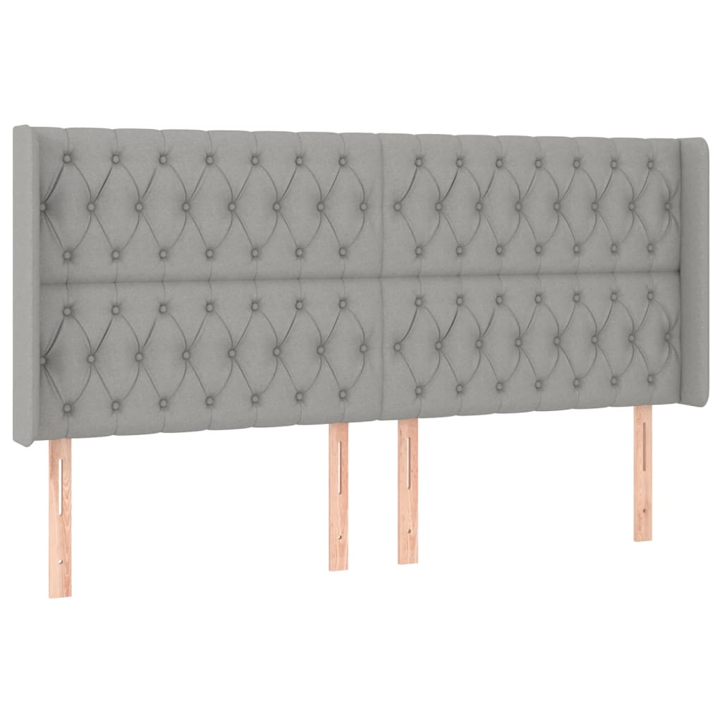 vidaXL Kopfteil mit Ohren Hellgrau 203x16x118/128 cm Stoff