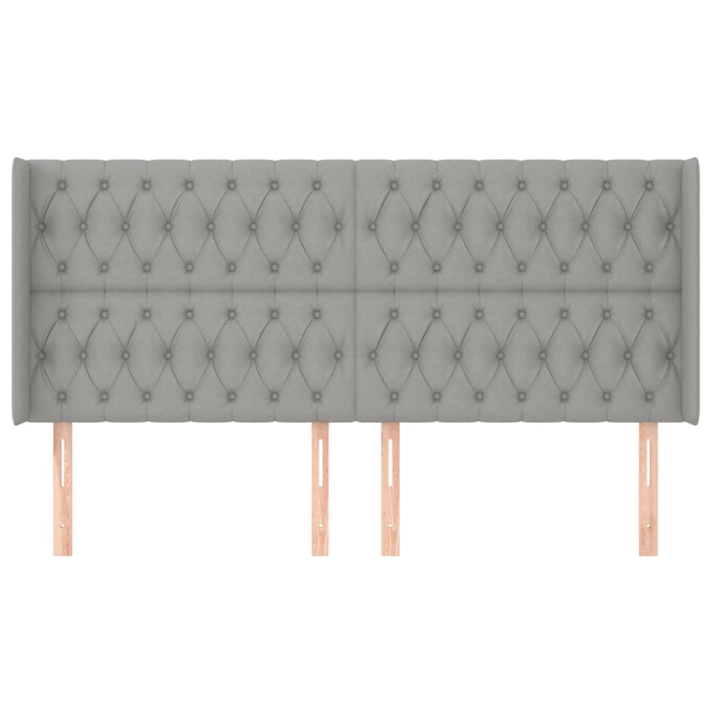 vidaXL Kopfteil mit Ohren Hellgrau 203x16x118/128 cm Stoff