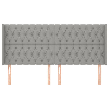 vidaXL Kopfteil mit Ohren Hellgrau 203x16x118/128 cm Stoff