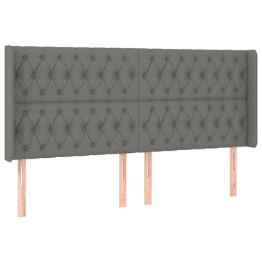 vidaXL Kopfteil mit Ohren Dunkelgrau 203x16x118/128 cm Stoff