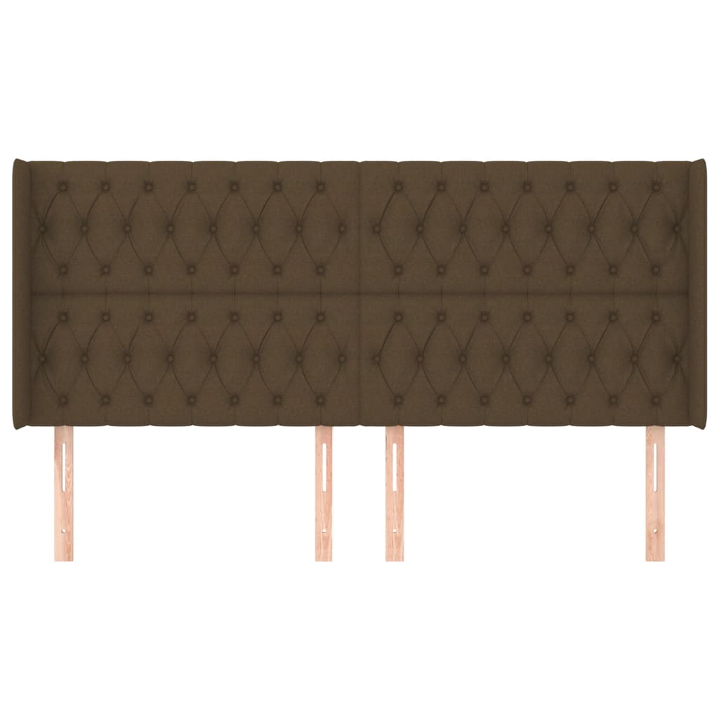 vidaXL Kopfteil mit Ohren Dunkelbraun 203x16x118/128 cm Stoff