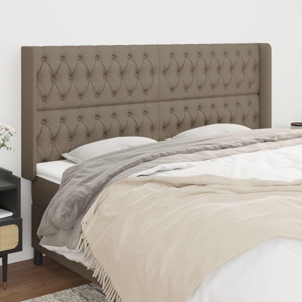 vidaXL Kopfteil mit Ohren Taupe 203x16x118/128 cm Stoff
