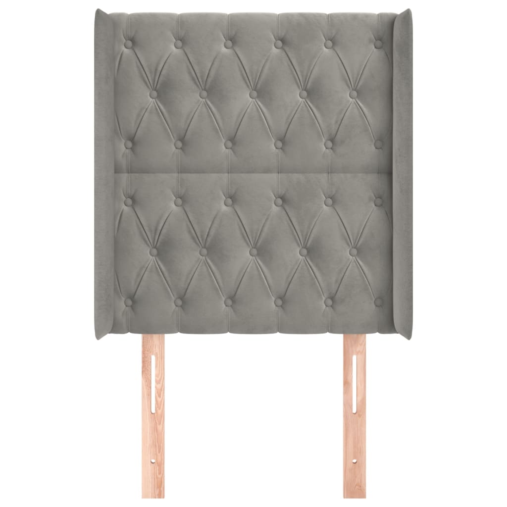 vidaXL Kopfteil mit Ohren Hellgrau 83x16x118/128 cm Samt