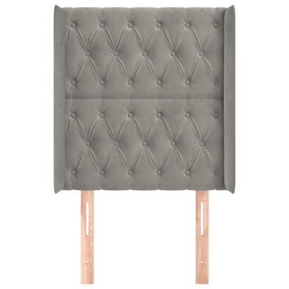 vidaXL Kopfteil mit Ohren Hellgrau 83x16x118/128 cm Samt